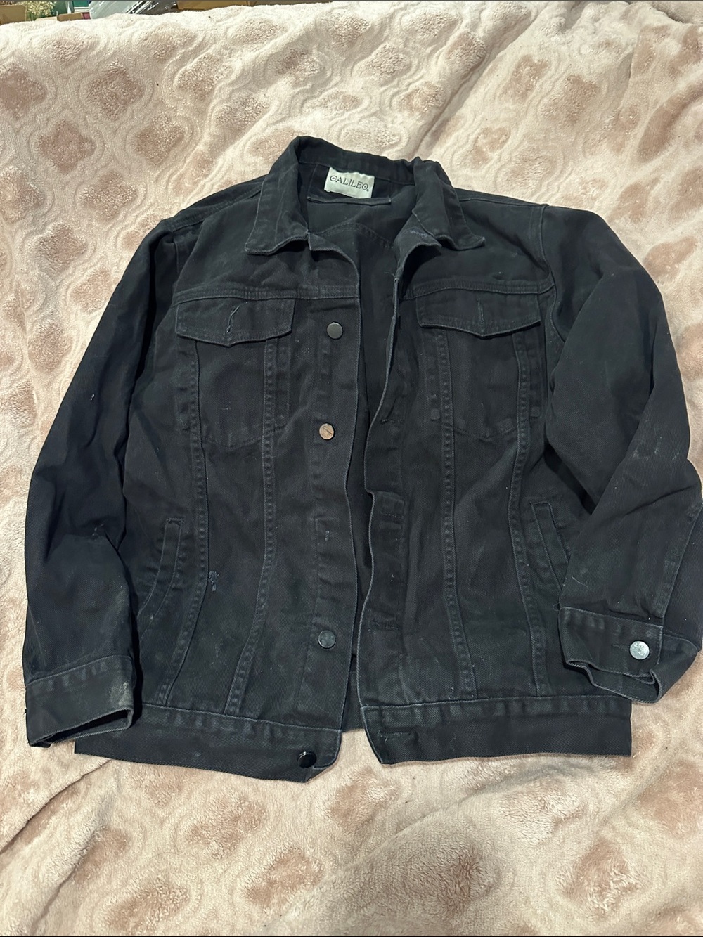 Black Denim Jacket with Button Front